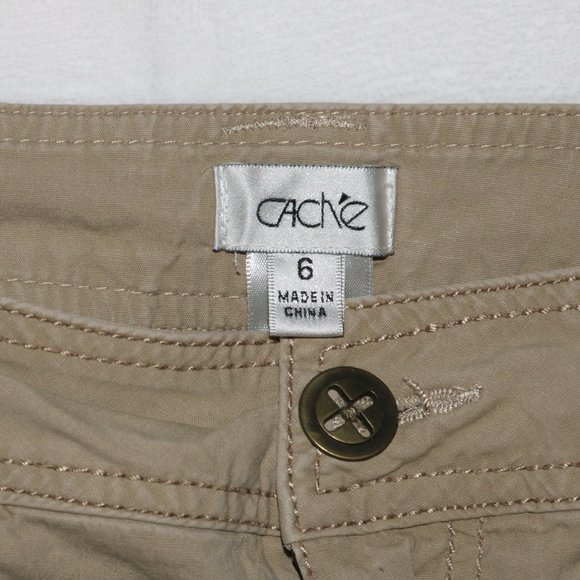 Cache Cargo Khaki Lightweight Cropped Pants - Floral Design - Waist 30x23 Inseam - Picture 5 of 10